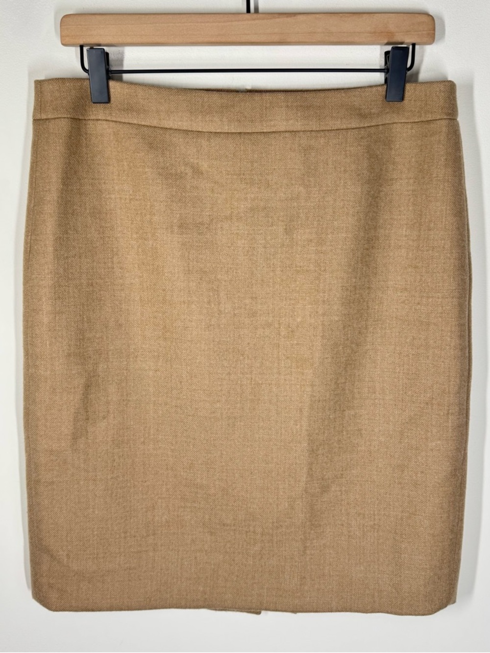 J Crew No 2 Pencil Skirt Sz 8 Camel 100% Wool Old Money Quiet Luxury Preppy CBK